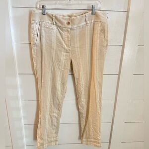 Y2K LOFT Cream striped linen Marissa skinny resortwear casual summer pant NWT 8